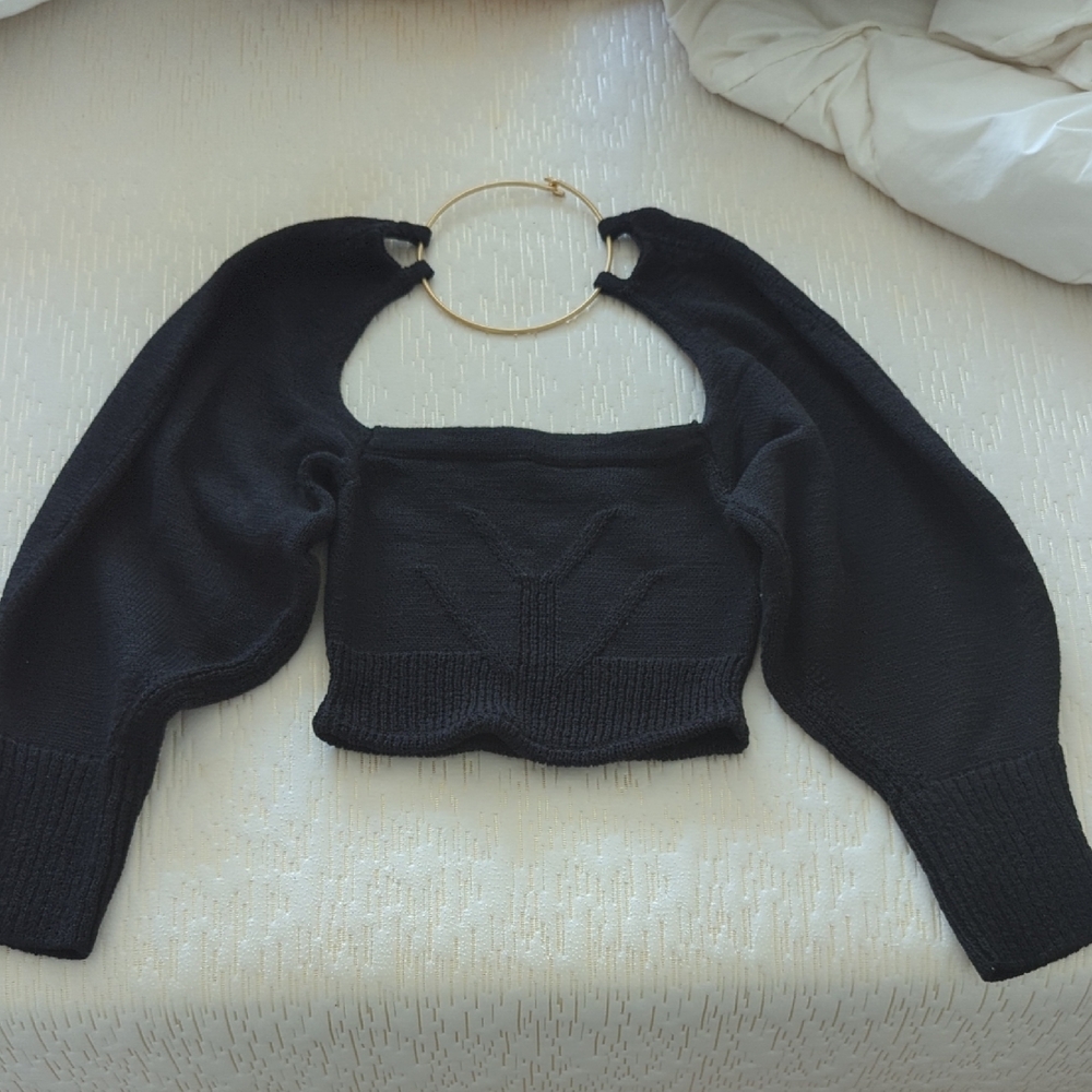 Cult Gaia Black Sweater with Gold Accent